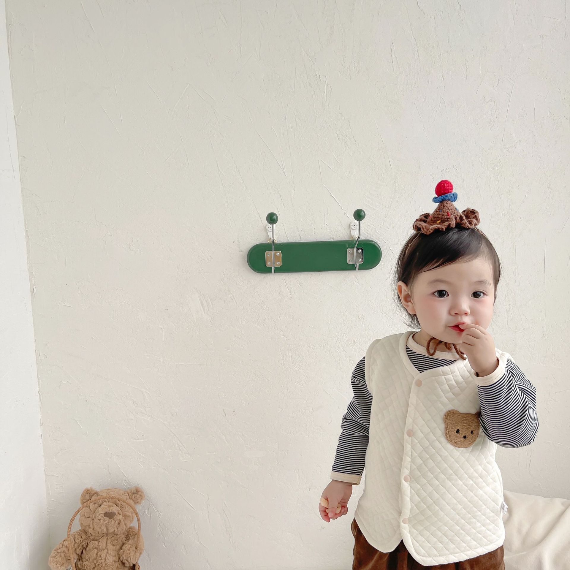 キルティング 無地 クマ ベスト トップス コート キッズ服 ベビー服 赤ちゃん 子供...