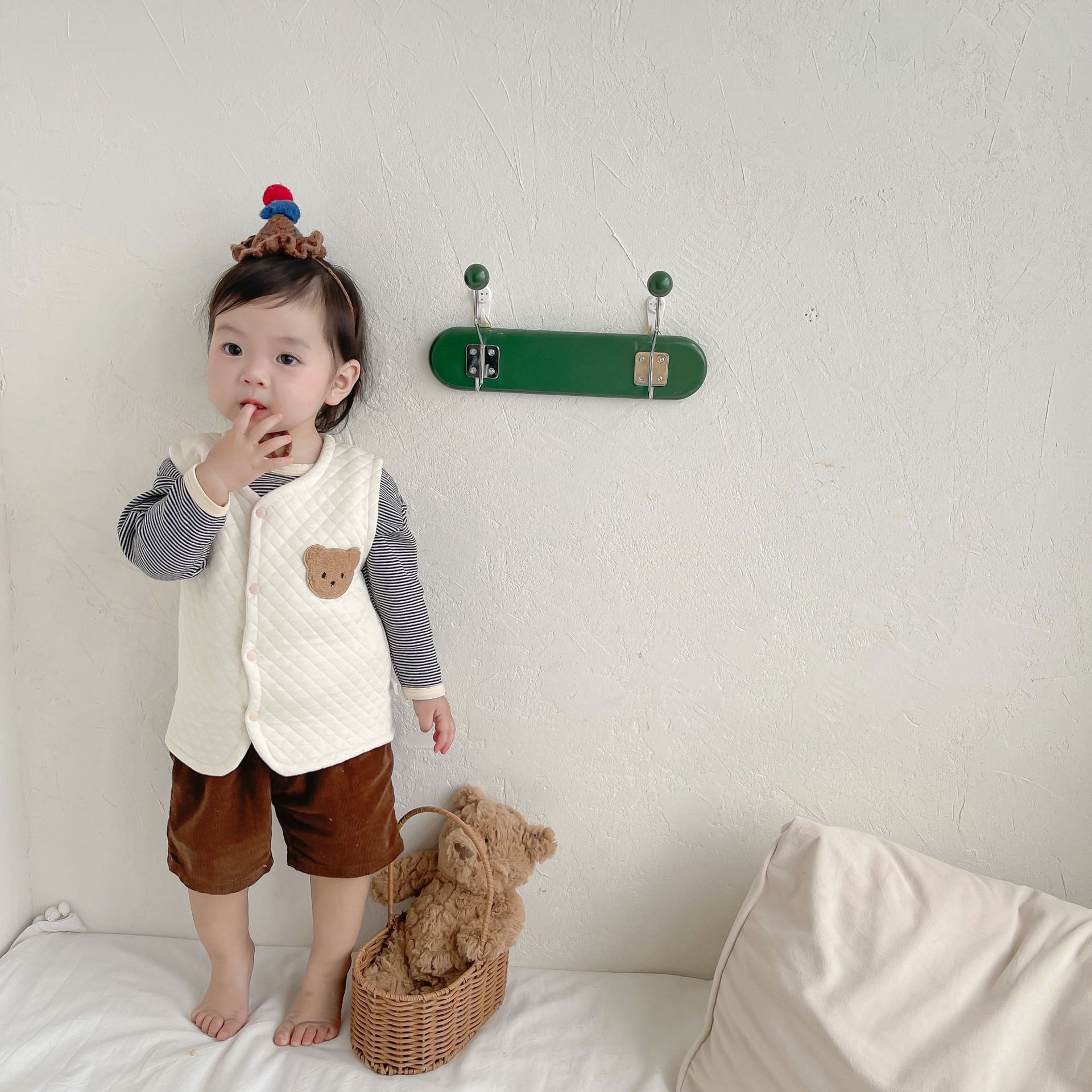 キルティング 無地 クマ ベスト トップス コート キッズ服 ベビー服 赤ちゃん 子供...