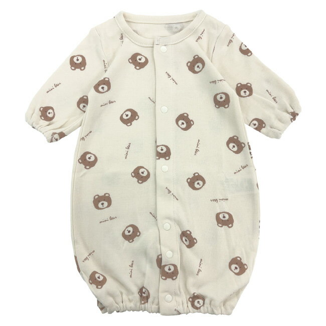 新生児 服 男の子 女の子 低体重 低出生体重児 ベビー服 ツーウェイオール 綿100％ コットン 2WAYオール ドレス カバーオール 春 夏 秋 冬 ベビー 赤ちゃん 出産祝い ギフト プレゼント 可愛い 小さめ 小さい 未熟児 退院 くま クマ 40cm 2