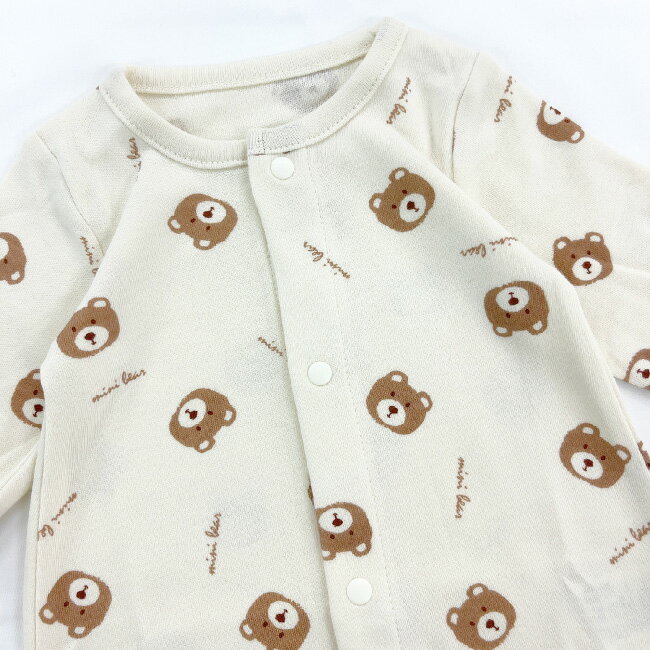 新生児 服 男の子 女の子 低体重 低出生体重児 ベビー服 ツーウェイオール 綿100％ コットン 2WAYオール ドレス カバーオール 春 夏 秋 冬 ベビー 赤ちゃん 出産祝い ギフト プレゼント 可愛い 小さめ 小さい 未熟児 退院 くま クマ 40cm 3