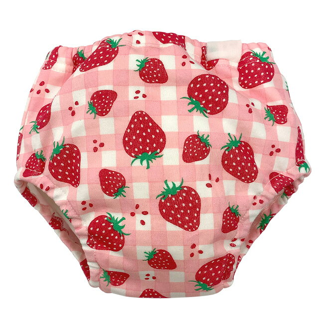 chuckleのトレーニングパンツ トレパン 6層 吊り式 2枚組 女の子 トイレトレーニング トイトレ パンツ 下着 80cm 90cm 95cm いちご 苺 イチゴ柄 小花柄 花柄 チェック ベビー服 ベビー 子供 子供服 キッズ 赤ちゃん 保育園 W4155A ニシキ チャック｜アングル2
