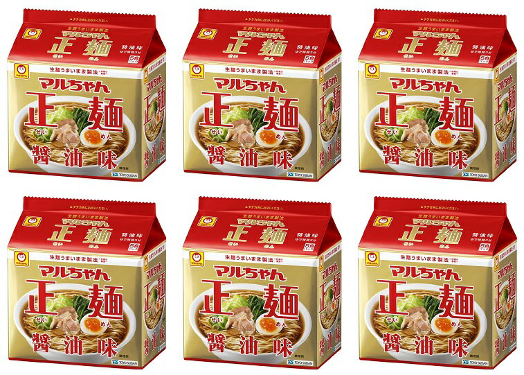 乐天商城 - 【送料無料】【5食パック×6袋】東洋水産 マルちゃん正麺醤油味5食パック 4901990513043