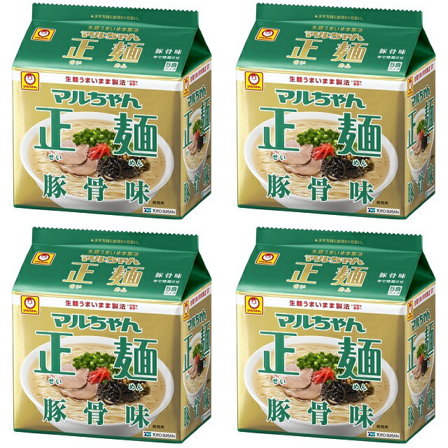 乐天商城 - 【送料無料】【5食パック×4袋】東洋水産 マルちゃん正麺豚骨味5食パック 4901990513364