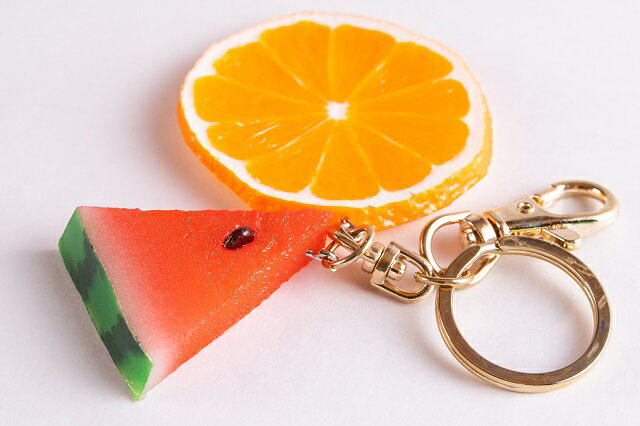 キーリング（キーホルダー） フルーツ・果物 すいか×オレンジ　食品サンプル グッズ　ハンドメイド 2