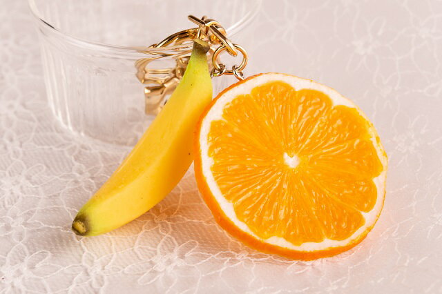 キーリング（キーホルダー） フルーツ・果物 オレンジ×バナナ　食品サンプル グッズ　ハンドメイド