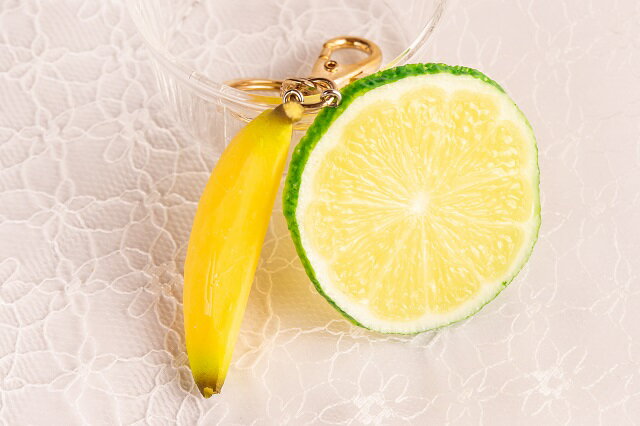 キーリング（キーホルダー） フルーツ・果物 バナナ×ライム食品サンプル グッズ　ハンドメイド