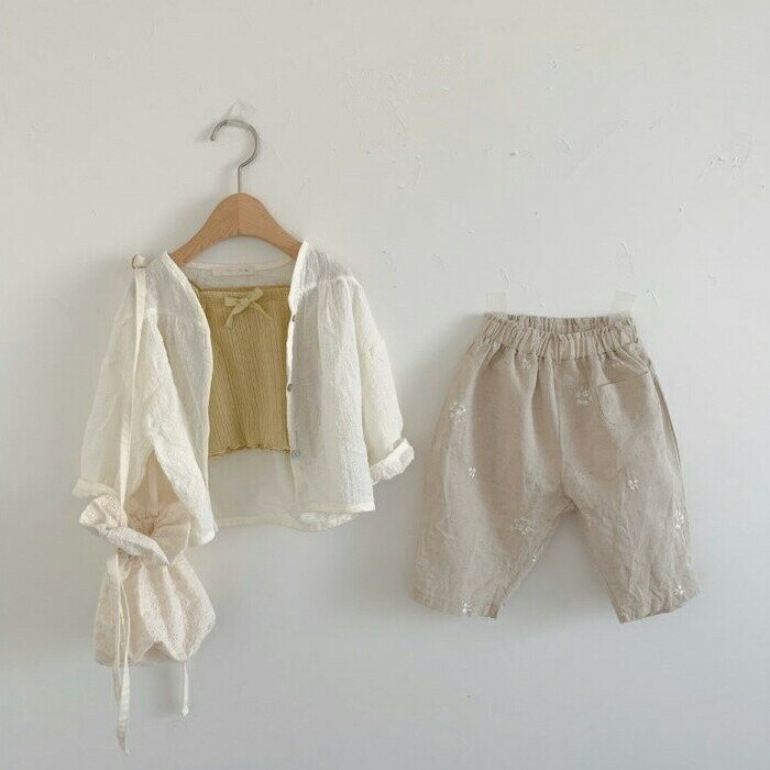 【即納】【KIDS】ドット刺繍パンツ/ルーズフィット/バギーパンツ/ロング/コットン...