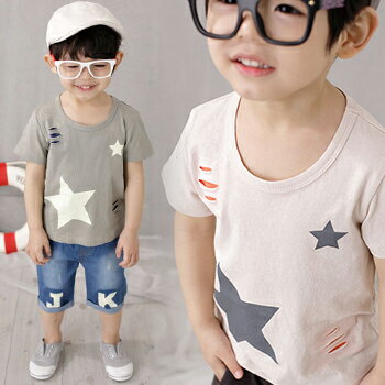 【即納】TwoスタービンテージTシャツ半袖 男の子　女の子デーリー　シンプル 【子供服 キッズ 韓国子供服 COCORIA ココリア】【90/100/110/120/130/140/150/160】