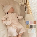 【newborn/BABY】【3点セット】ポンポンメッシュ 退院着 3点セット ボンネット ミトン 半袖 帽子 セットアップ 新生児 ゆったり ナチュラル 夏 カジュアル シンプル 韓国子供服 こども 子供服 ベビー 韓国ベビー服 韓国服 【COCORIA/ココリア】