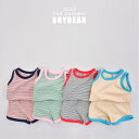 【KIDS/JUNIOR】【上下セット】ボーダー タンクトップ パンツ Tシャツ ショートパンツ セットアップ カットソー 袖なし トレーナー スウェットトップス ボトム カジュアル ナチュラル シンプル リラックス ベビー キッズ 韓国子供服 子供服 ベビー服 【COCORIA/ココリア】