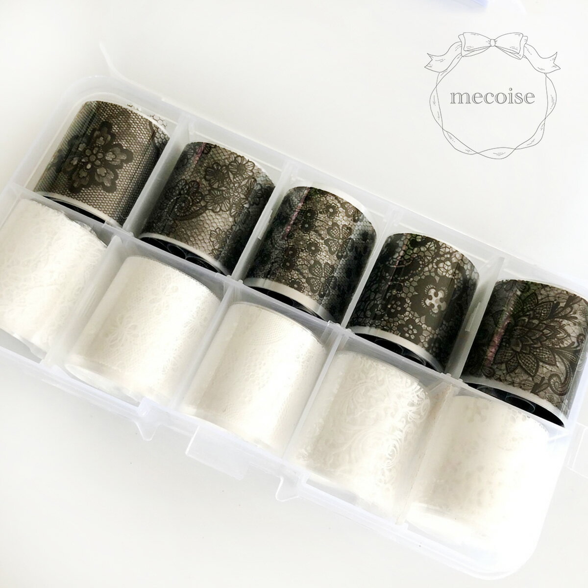 [10種類入] ハンドメイド 韓国 レジン ネイル レース 地雷 量産型 量産 レースネイル ゴシック パンク ロック クロム ブライダル 上品 ネイルホイル ネイルフィルム 転写 ロリィタ 材料 レジン封入 ジェルネイル ネイルアート セルフネイル