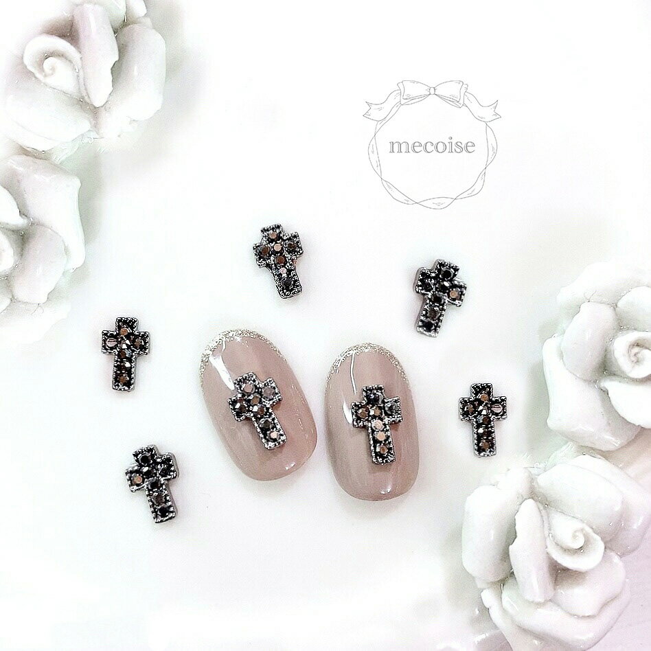 ネイルパーツ ハンドメイド 韓国 レジン ネイル パーツ 十字架 クロス ゴシック パンク ロック クロム 地雷 量産型 量産 小さい 小さめ 材料 レジン封入...