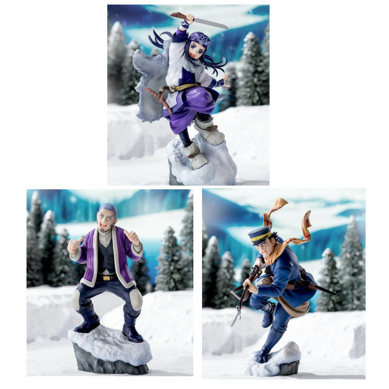 【未開封】 ゴールデンカムイ XrossLink フィギュア アシリパ 杉元佐一 白石由竹 3種セット アミューズメント 専用景品