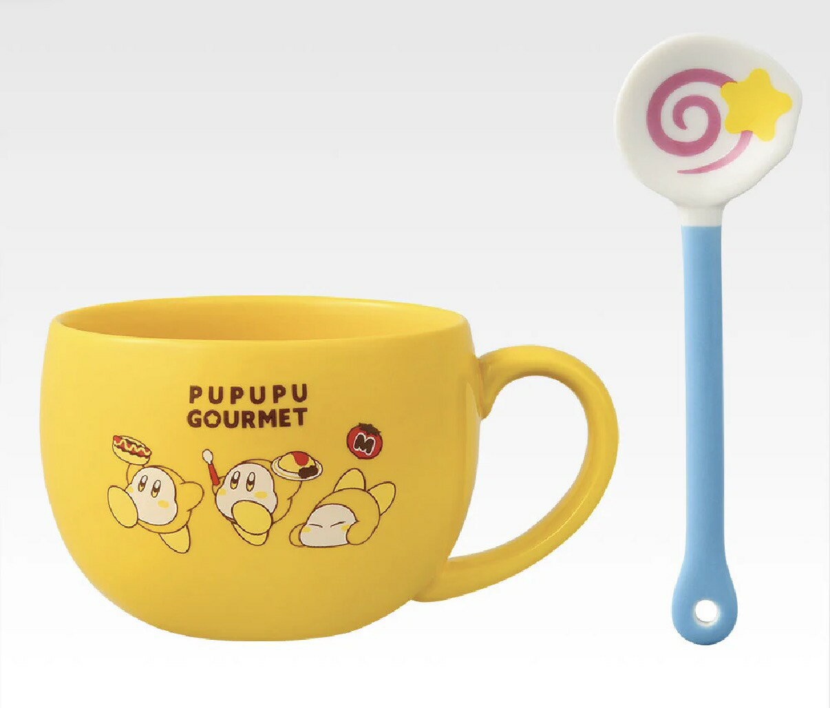 [미개봉] 이치 반 쿠지 별의 커비 PUPUPU GOURMET C상 안심한 사람 스프 머그 & 스푼 키이로