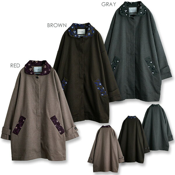 《30％OFFセール》Emago. 花刺繍ステンカラーコート【送料無料】 chunkyfactory-10004492 CHUNKY FACTORY サンプル画像3