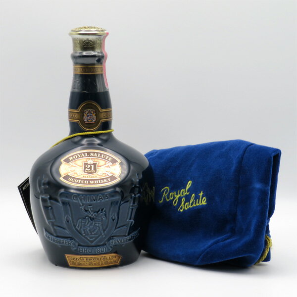 【レトロ】ロイヤルサルート21年 サファイア・フラゴン 40度 700ml 正規品 (巾着付き・箱なし)