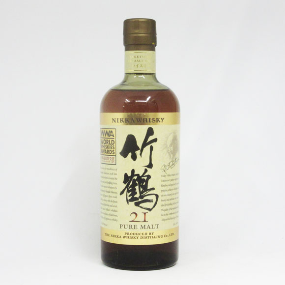 【WWA2010受賞記念ラベル】【旧ボトル】竹鶴21年 ピュアモルト 43度 700ml （箱なし）