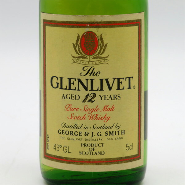 【ミニサイズ】【レトロ：キリン・シーグラム、赤アザミ】グレンリベット12年 ピュアシングルモルト 43度 50ml 正規品 （箱なし）