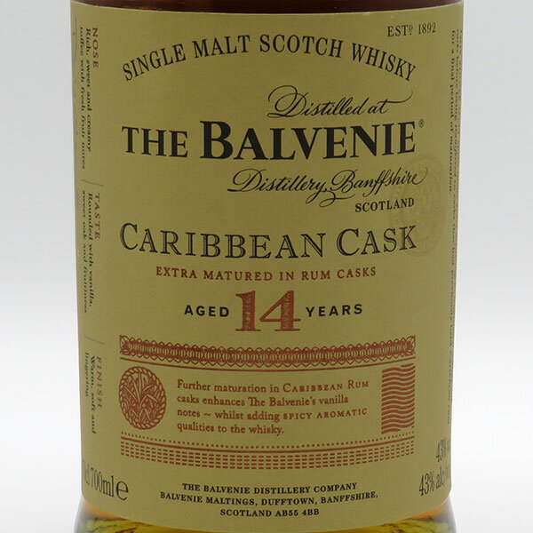 ザ・バルヴェニー 14年 カリビアンカスク 43度 700ml 正規品 （専用BOX入）