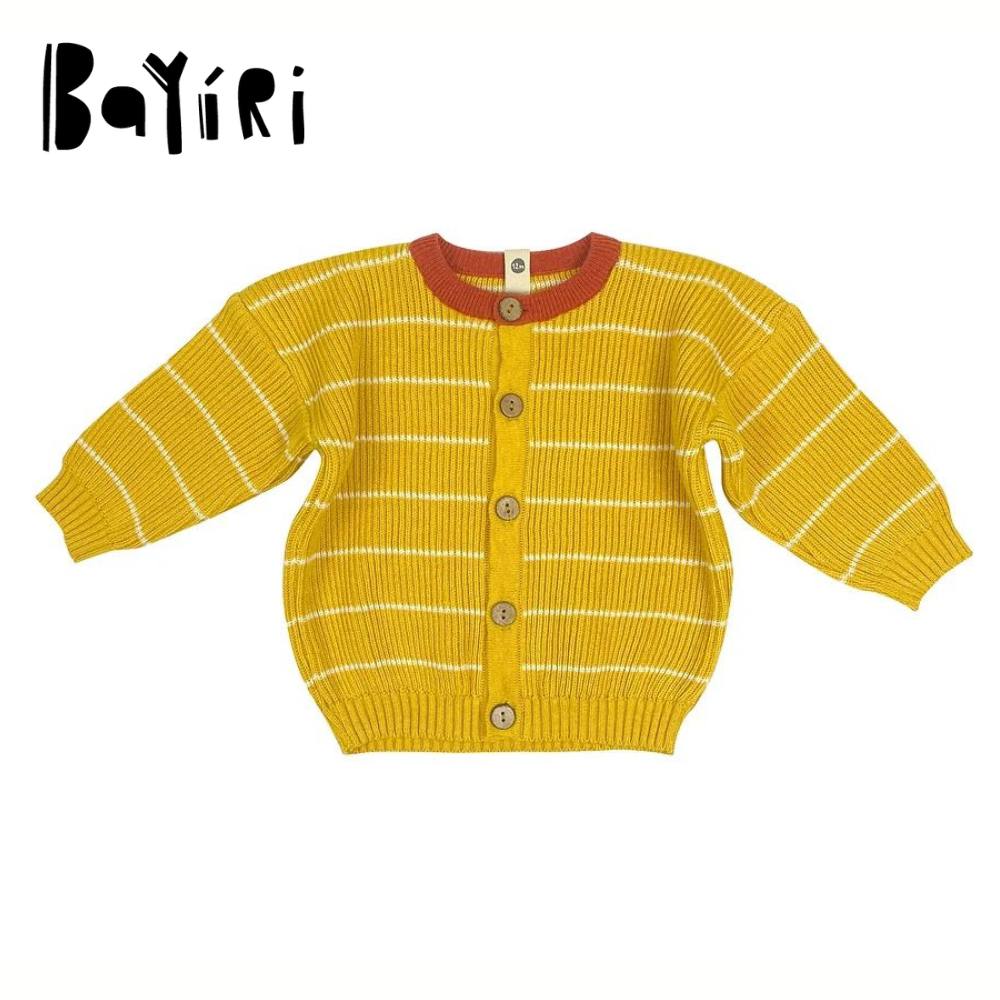 【Bayiri】Sunny Striped Cardigan - Sunny Yellow & Milk Stripes