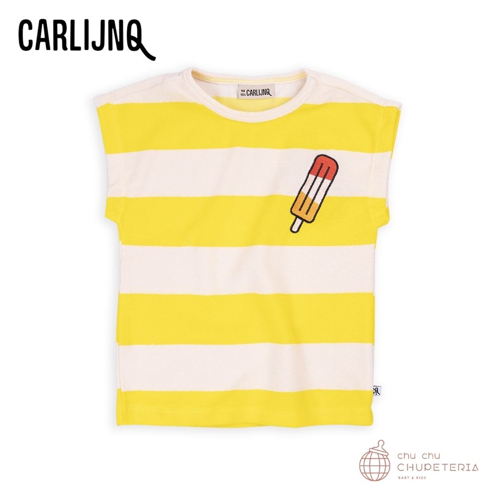 yN[|ōő2000~ItzyCarlijnQzStripes yellow - boxy shirt with embroidery