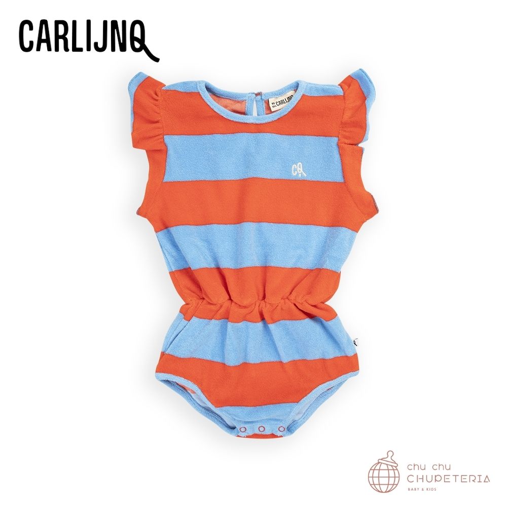 【CarlijnQ】Stripes red/blue - ruffled playsuit