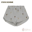 【STUDIO BOHEME】SHORTS GEORGETTE - GREY - ICE CREAM- / スタジオボエム ボエム 海外子供服 こども服 25ss 男の子 女の子 パンツ ショートパンツ チェック 短パン