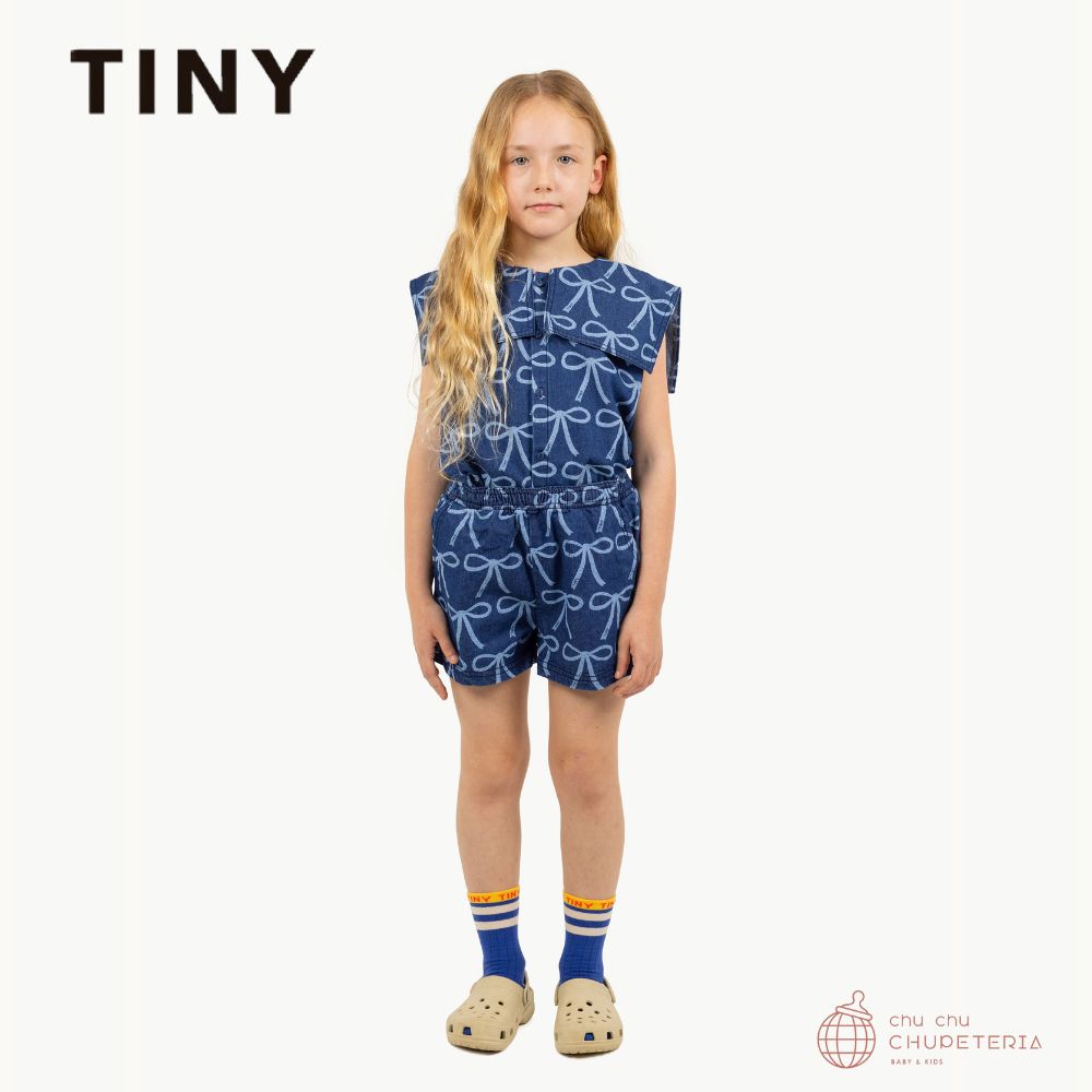 【TINY COTTONS】DROP1 : BOWS BLOUSE blue denim　/　タイニーコットン　タイニー...