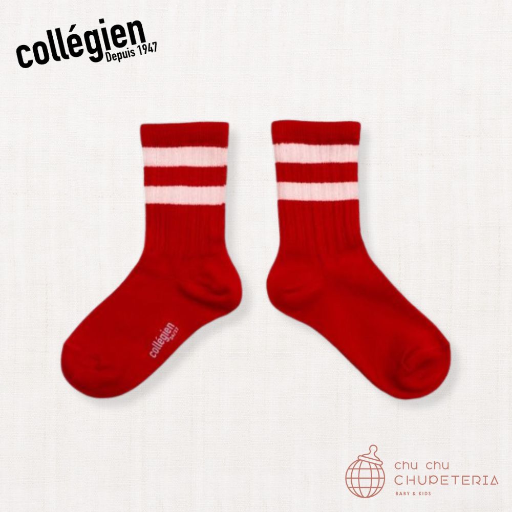 Rakuten - 【Collegien】Nico - Ribbed Variety Crew Socks - Coquelicot -