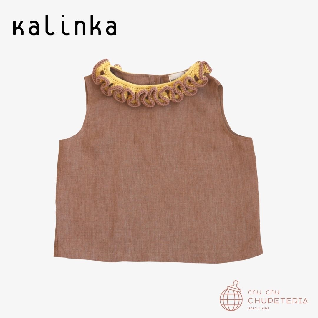【kalinka】Liana Top - Toffee - / カリンカ 25SS つけ襟 男の子 女の子 キッズ ブラウス トップス 手編み