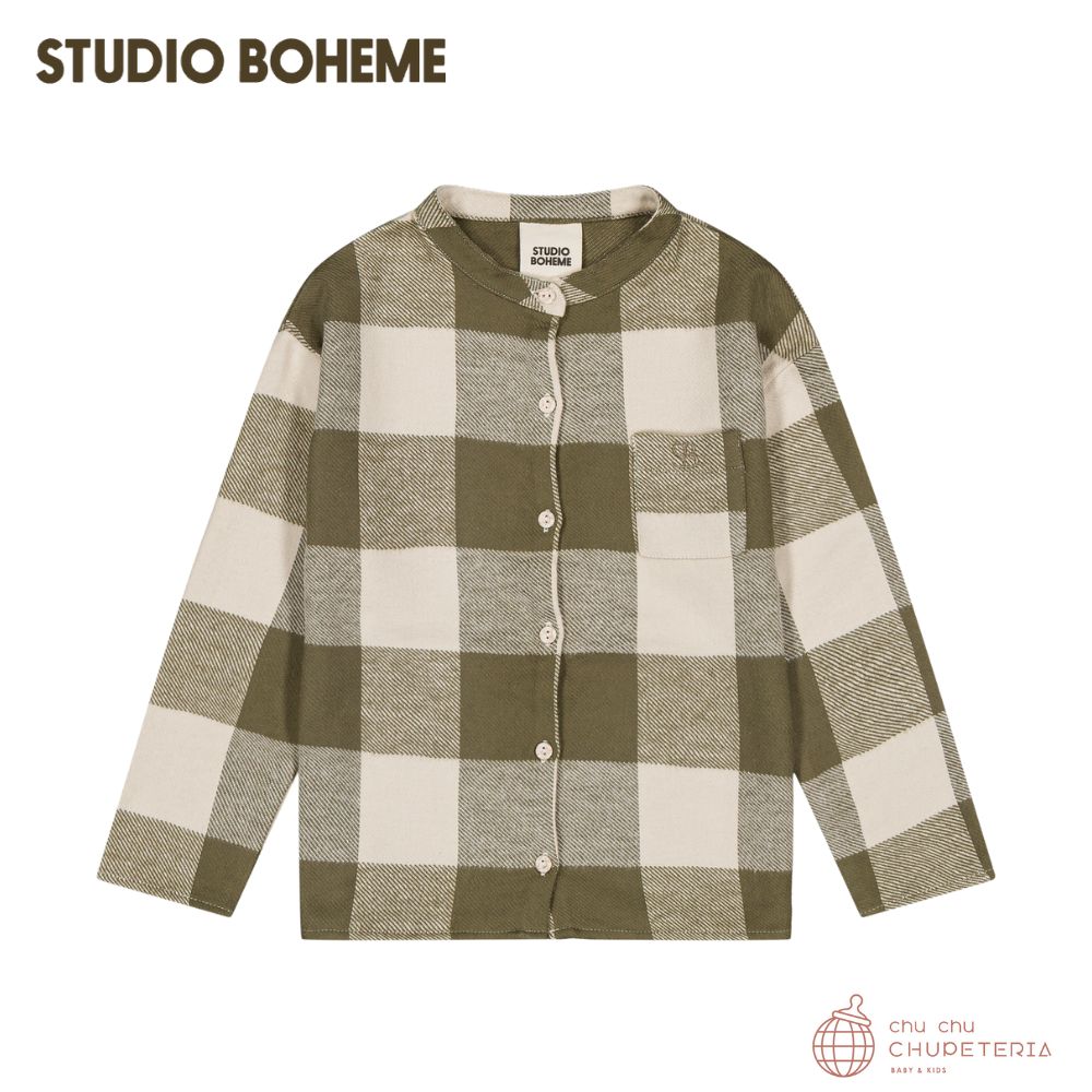 Rakuten - 【STUDIO BOHEME】JIM SHIRT KAKI GINGHAM (25AW Drop2)