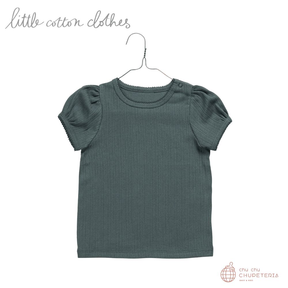 Rakuten - 《送料無料》【Little Cotton Clothes】Pointelle T-shirt in Storm /LCC リトルコットンクローズ 海外子供服 正規品 女の子 キッズ ベビー トップス