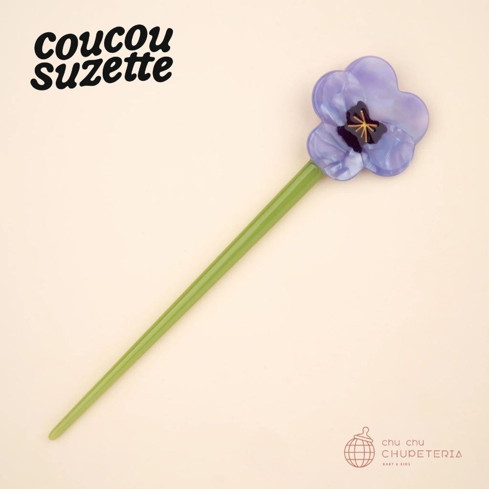 Rakuten - \\ 3,980円以上送料無料 //【Coucou Suzette】Pansy Hair Stick / ククシュゼット クク 正規商品 正規 ヘアアクセ ヘアクリップ クリップ バレッタ クロー かんざし パンジー 花 紫 パープル フラワー
