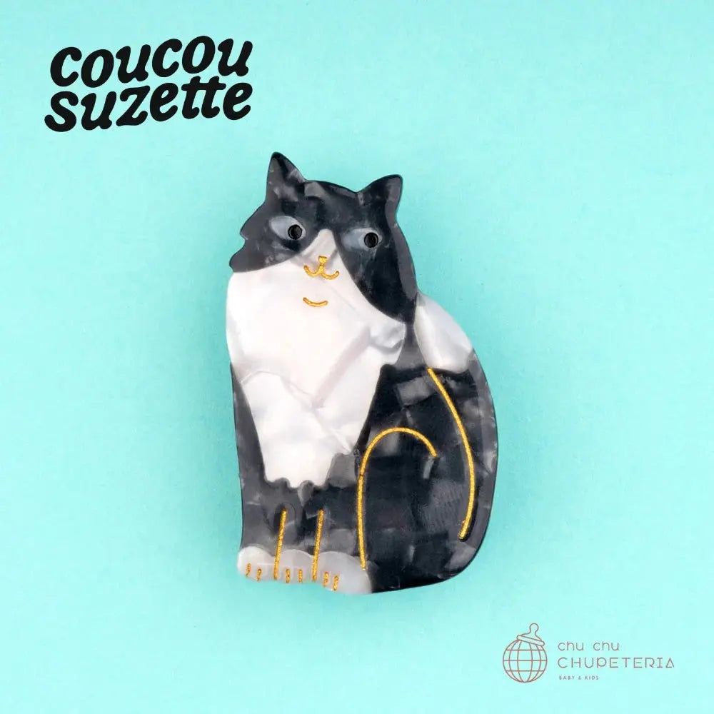 Rakuten - 【Coucou Suzette】Black & White Cat Hair Clip /ヘッドアクセ ヘアクリップ クリップ バレッタ クロー ヘアクロー ギフト プレゼント 正規代理店 猫 ねこ ネコ 白黒猫 しろくろ猫 しろくろ 白黒 ハチワレ ちいかわ クク ククシュゼット