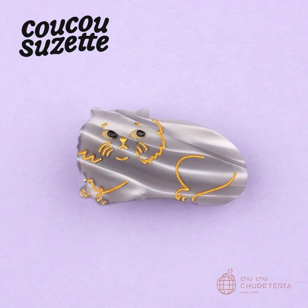 Rakuten - 【Coucou Suzette】Suzette Cat Hair Clip / ヘッドアクセ ヘアクリップ クリップ バレッタ かんざし クロー ヘアクロー ギフト プレゼント 正規代理店 猫 ねこ ネコ グレー クク ククシュゼット