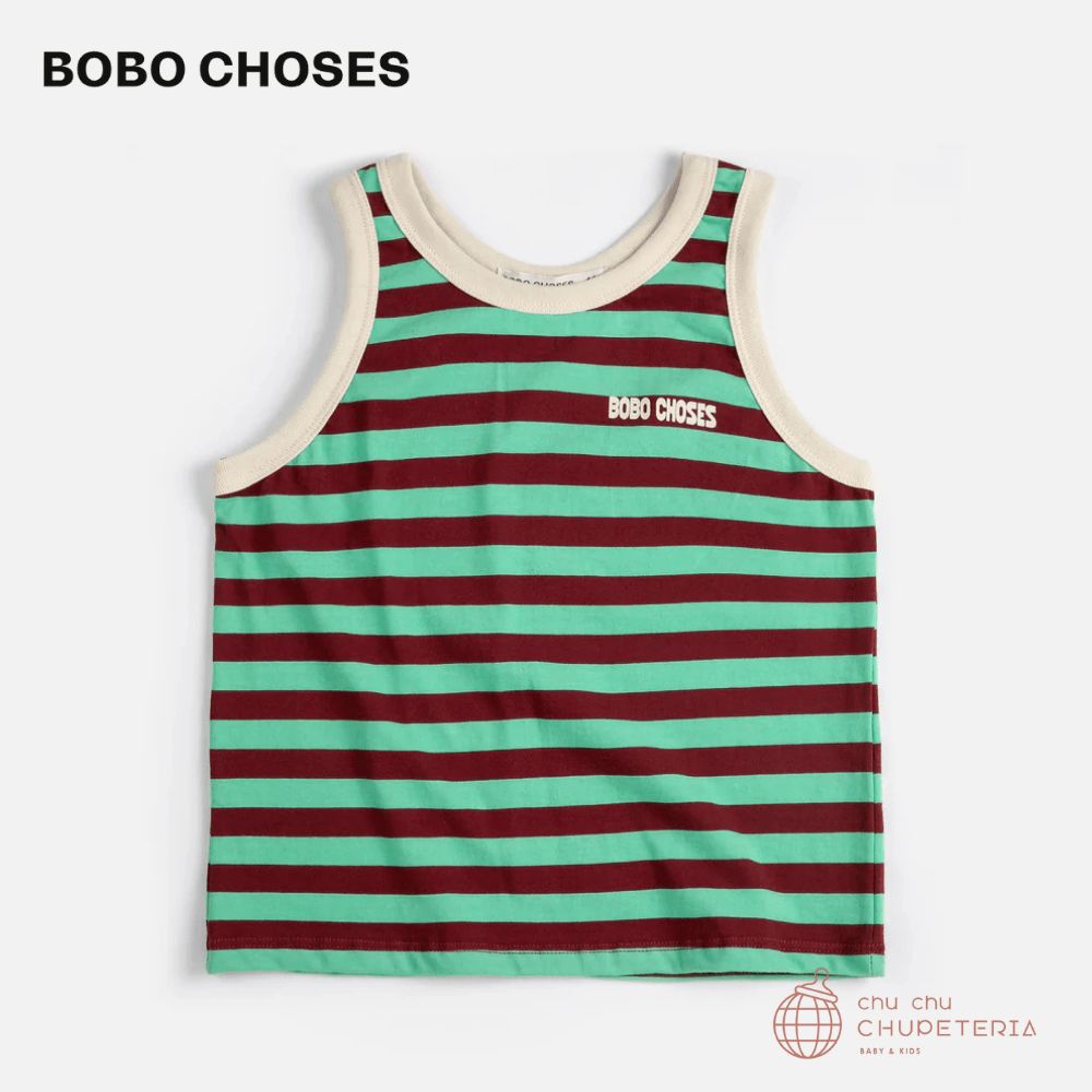 【BOBO CHOSES】Bobo Choses Striped tank top (26SS) / ボボショーズ　ボボ　26SS　キッズ　海外子供服　80 90 100 110 ベビー ギフト おしゃれ こども服 タンクトップ トップス ストライプ チョコミント
