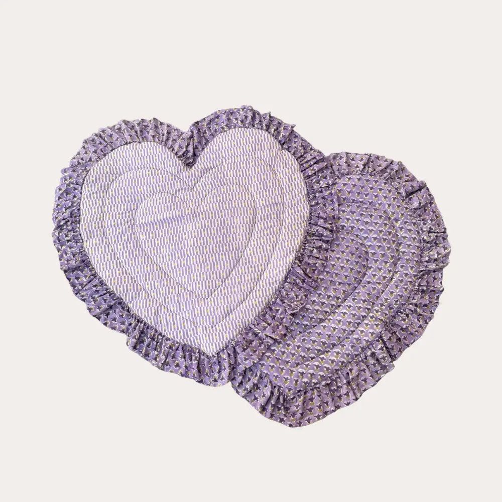 【saruche】 Reversible Baby Play Mat Heart Frill / Small Double Foam - Purple...