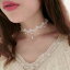 ネックレス チョーカー レース レディース アクセサリー ホワイトレース ホワイト 白 パール レースチョーカー 上品 清楚 ウエディング