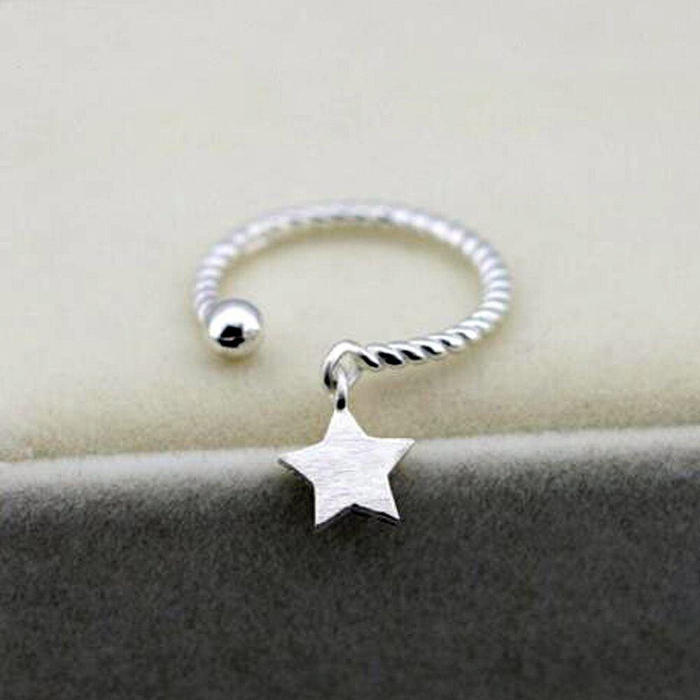指輪 リング レディース シルバー 星 スター STAR チャーム ツイスト ロープ スターリング アクセサリー シルバーリング サイズ調整可