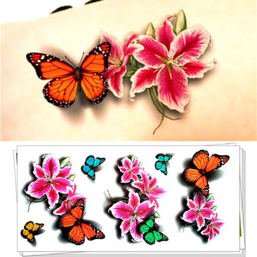 タトゥーシール 本物 3D リアル 蝶 バタフライ 花 オレンジ 青 緑 黄色 タトゥー シール ボディシール TATOO 入れ墨 刺青 転写 防水 オマケ付 タトゥーシール 本物 3D リアル 蝶 バタフライ 花 オレンジ 青 緑 黄色 タトゥー シール ボディシール TATOO 入れ墨 刺青 転写 防水 オマケ付