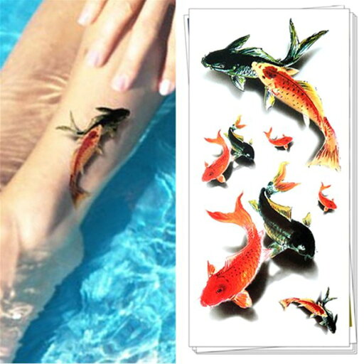 タトゥー シール 3D 魚 鯉 コイ こい ボディシール TATOO 入れ墨 刺青 転写 防水 オマケ付 タトゥー シール 3D 魚 鯉 コイ こい ボディシール TATOO 入れ墨 刺青 転写 防水 オマケ付