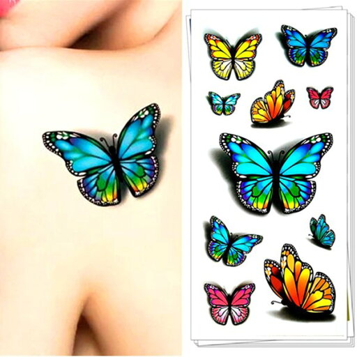 タトゥーシール 本物 3D 蝶 バタフライ 蝶々 青 赤 黄 タトゥー シール ボディシール TATOO 入れ墨 刺青 転写 防水 オマケ付 タトゥーシール 本物 3D 蝶 バタフライ 蝶々 青 赤 黄 タトゥー シール ボディシール TATOO 入れ墨 刺青 転写 防水 オマケ付