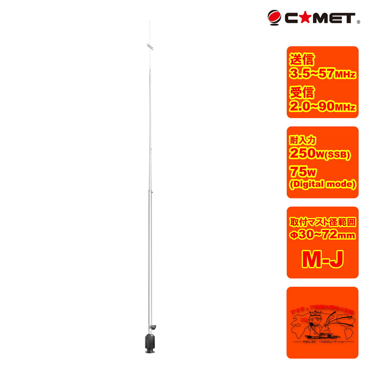 CHA-250HD コメット 3.5MHz〜50MHz ブロードバンド ノンラジアルバーチカル