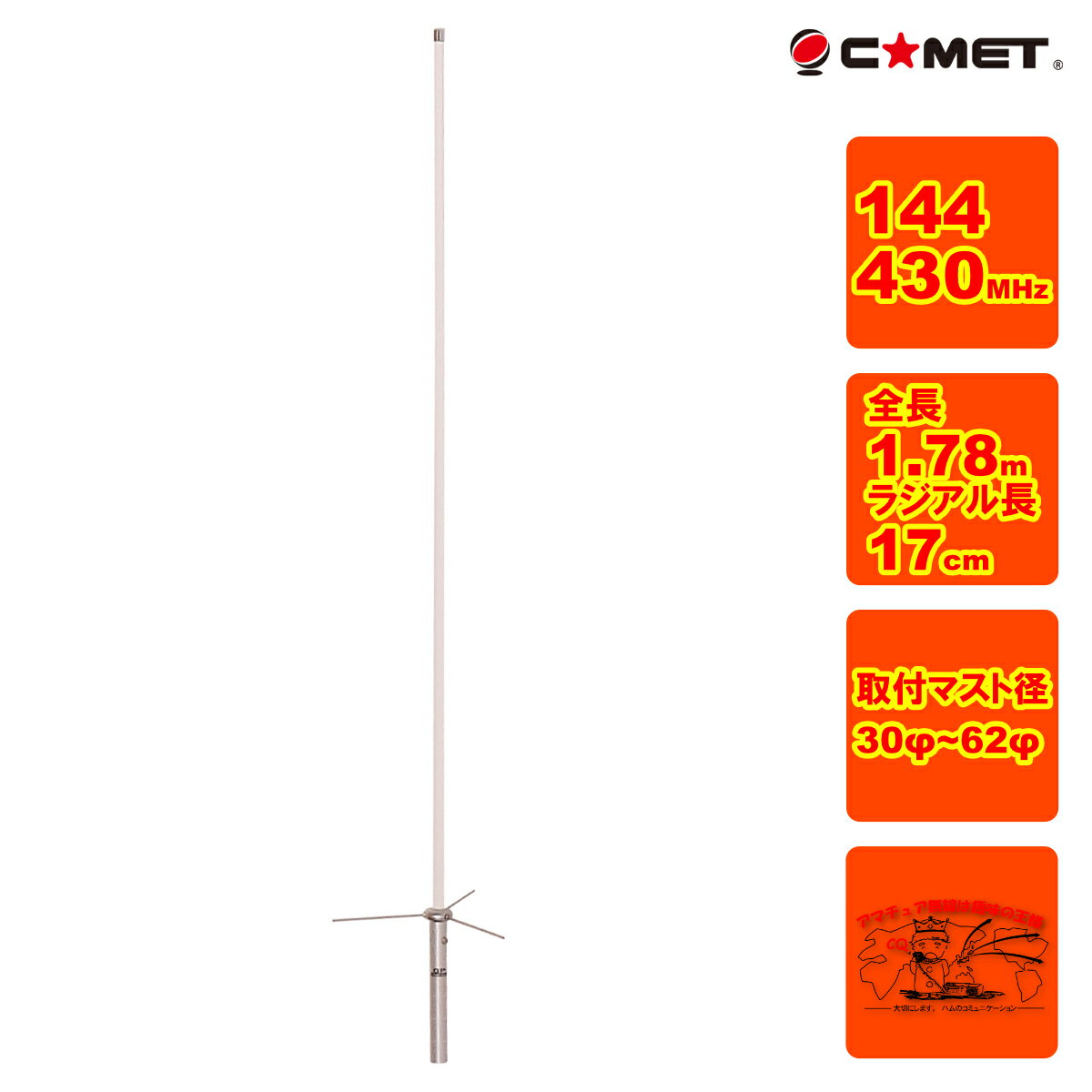 GP-3 コメット 144/430MHz デュアルバンド固定アンテナ