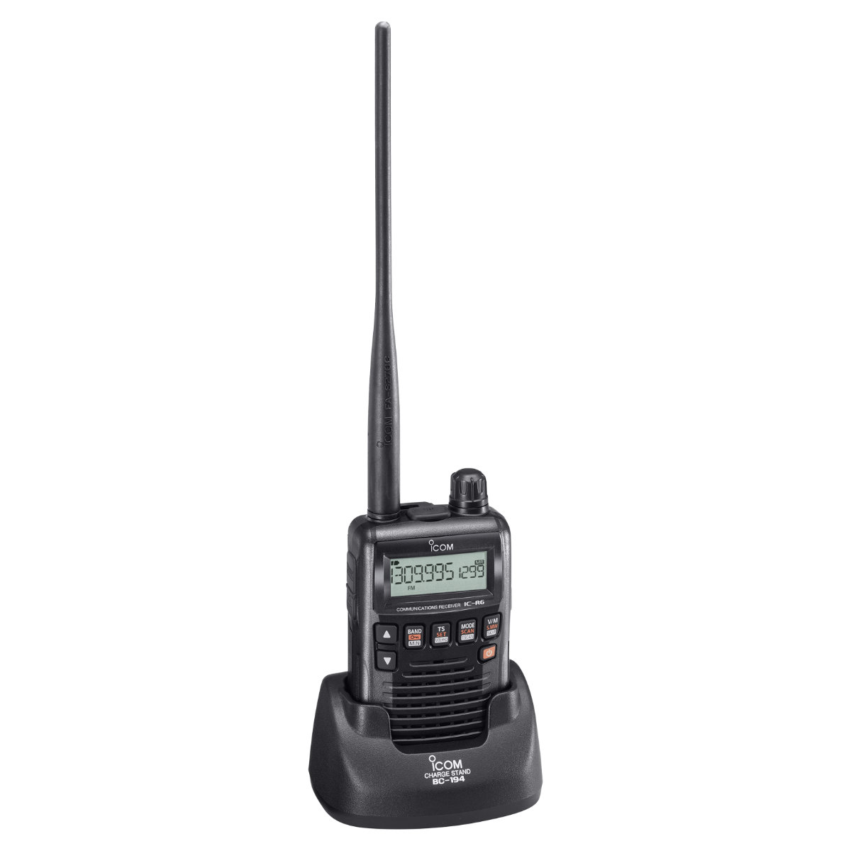 IC-R6 受信改造済+バッテリーチャージャースタンBC-194の2点セット