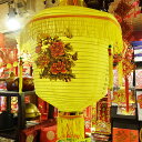 花鳥カラー提灯 黄色 38cm(中華装飾 中華提灯)