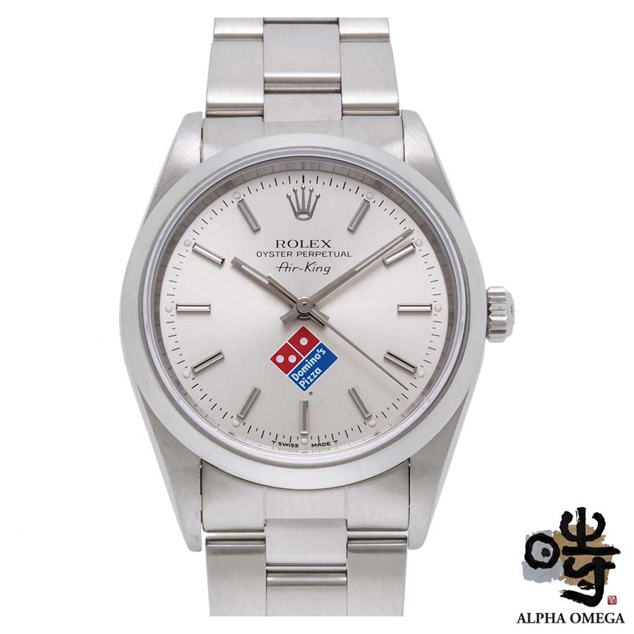ロレックス オイスターパーペチュアル エアキング ドミノピザ Ref.14000 スチール(SS) シルバーダイアル 1996年 T番 トリチウム【中古】【ヴィンテージ】【メンズ】のサムネイル