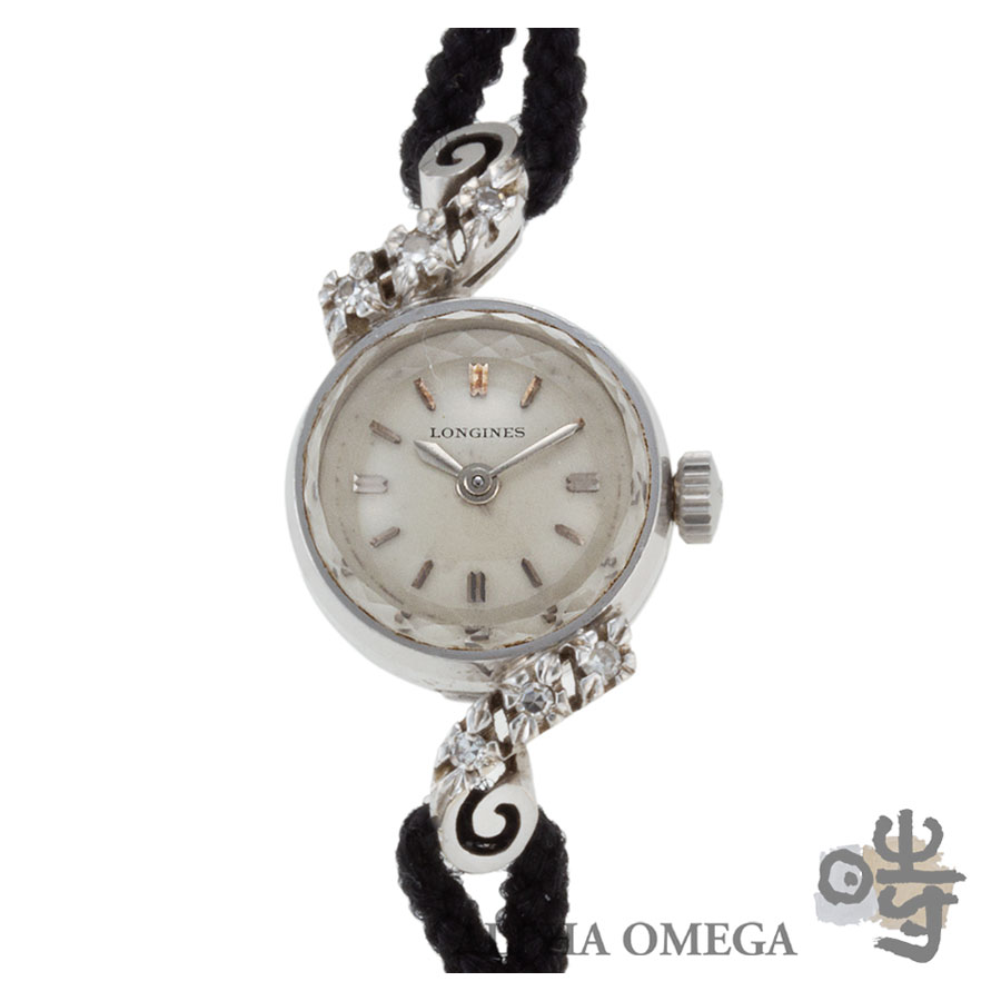 ロンジン ラウンド カットガラス Ref.441 ゴールド(WG) シルバー 1966年【中古】【アンティーク】【レディース】