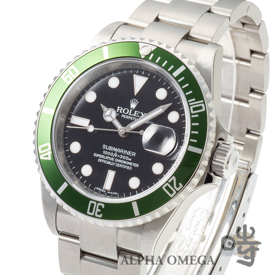 ロレックス サブマリーナデイト 50周年記念 グリーン Ref.16610LV スチール(SS) 2007年 M番【中古】【モダン】【未使用】【メンズ】