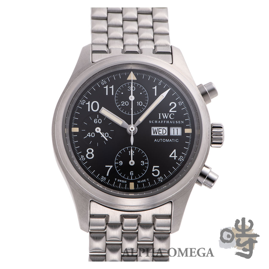 IWC インターナショナル ウォッチ カンパニー メカニカル フリーガー クロノグラフ Ref.3706-007/IW370607 スチール(SS) ブラック 2000年 トリチウム【中古】【ヴィンテージ】【委託】【メンズ】のサムネイル